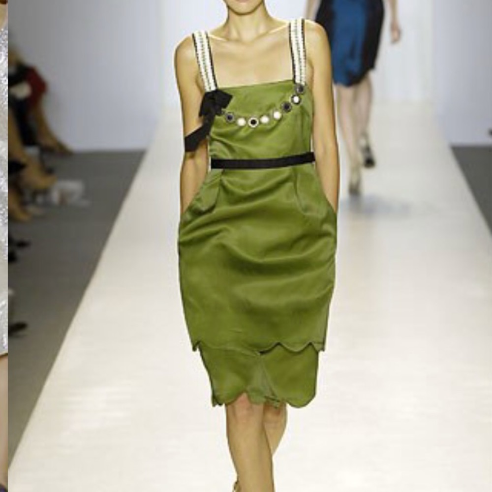 Lela Rose emerald green cocktail dress